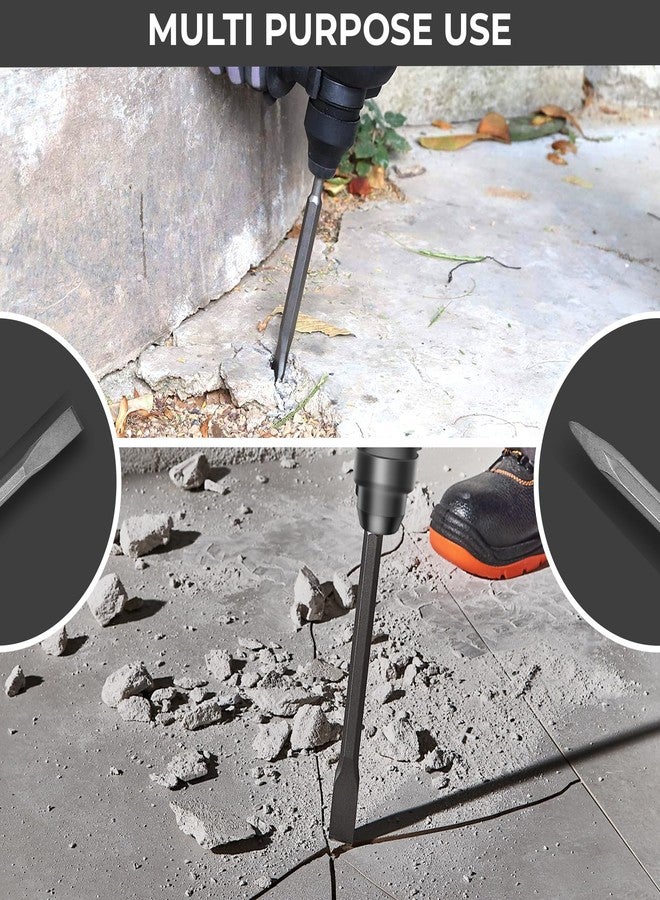 Inditrust مجموعة مثقاب مطرقي من إنديتراست، تتضمن قطعتين من رؤوس الإزميل المسطحة والمدببة، مقاس 14 × 250 مم | رؤوس مطرقة دوارة للتكسير مقاس 14 مم (14 × 250 مم) - Image 5